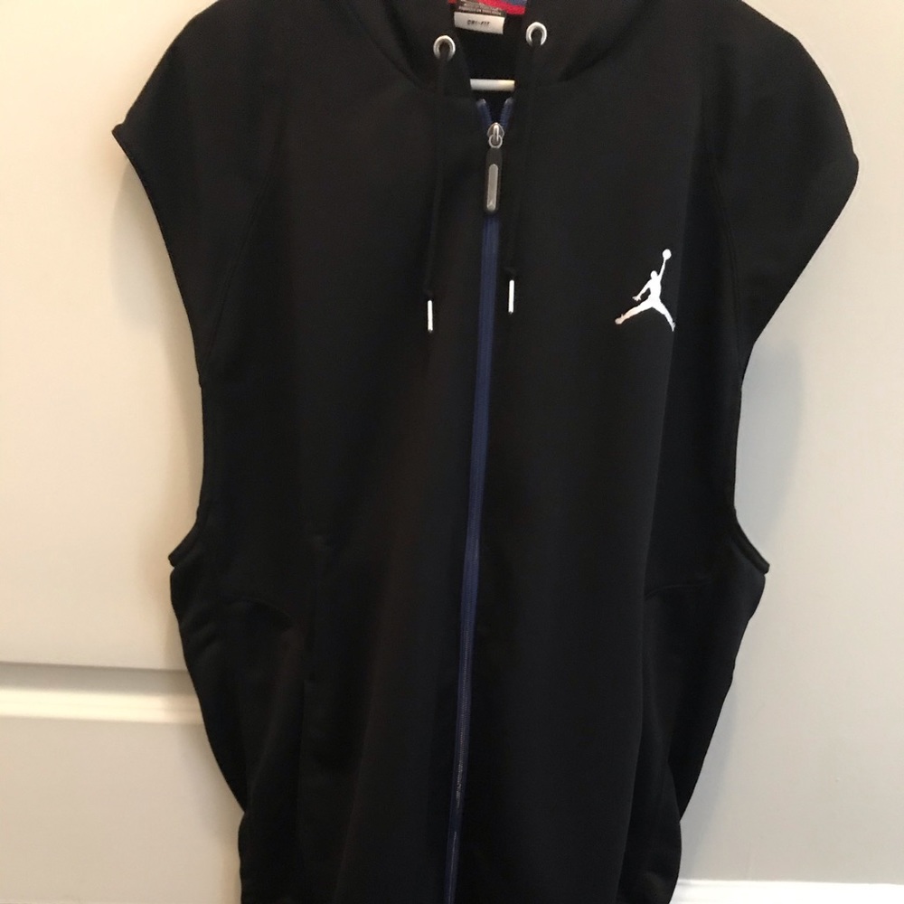 Jordan Black and Blue Dri-Fit Sleeveless Hoodie